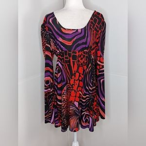 🎄 Long Elegant Legs LEL EUC animal print swirl abstract mini dress Medium Tall